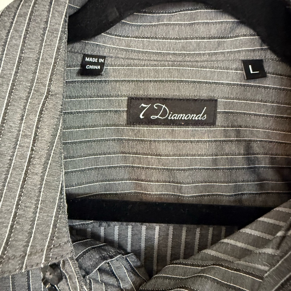 7 Diamonds Charcoal Pinstripe Shirt